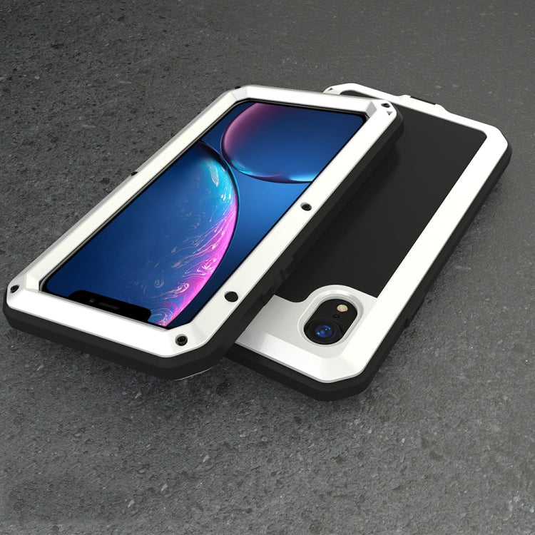 For iPhone XR Waterproof Dustproof Shockproof Aluminum Alloy + Tempered Glass + Silicone Case