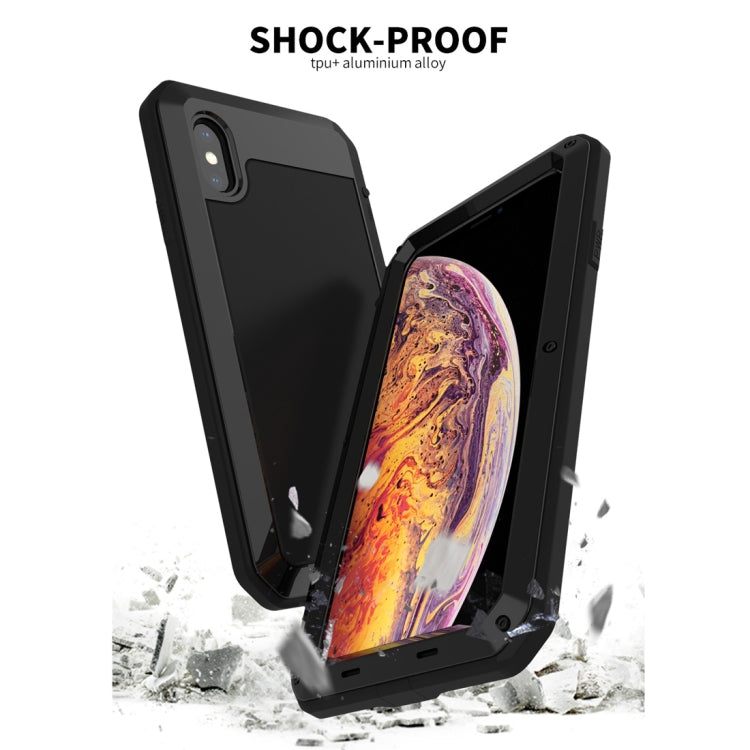 For iPhone XR Waterproof Dustproof Shockproof Aluminum Alloy + Tempered Glass + Silicone Case
