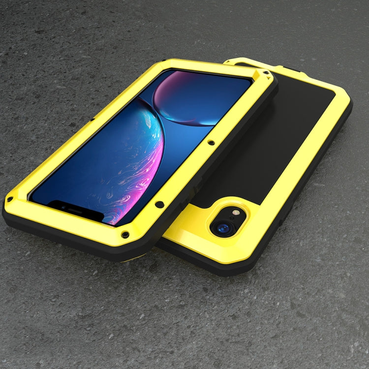 For iPhone XR Waterproof Dustproof Shockproof Aluminum Alloy + Tempered Glass + Silicone Case