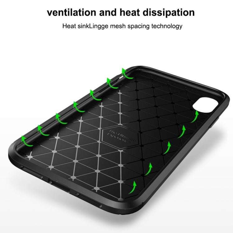 For iPhone XR Beetle Shape Carbon Fiber Texture Shockproof TPU Case