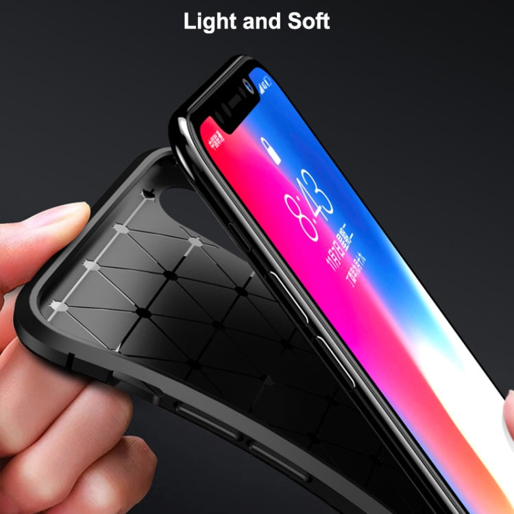 For iPhone XR Beetle Shape Carbon Fiber Texture Shockproof TPU Case