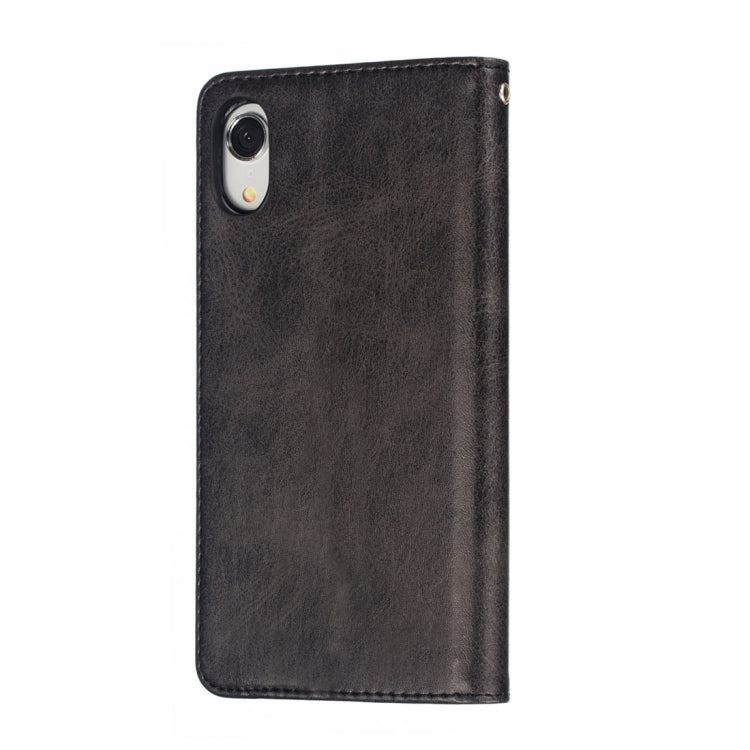 For iPhone XR Calf Texture Zipper Magnetic Horizontal Flip Leather Case with Wallet & Holder & Card Slots