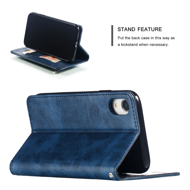 For iPhone XR Calf Texture Zipper Magnetic Horizontal Flip Leather Case with Wallet & Holder & Card Slots