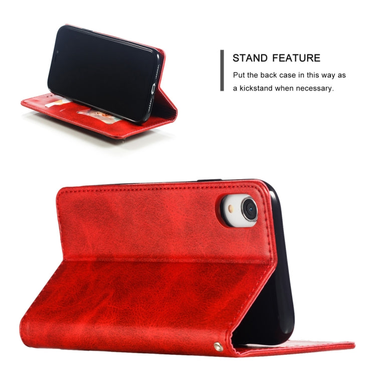 For iPhone XR Calf Texture Zipper Magnetic Horizontal Flip Leather Case with Wallet & Holder & Card Slots