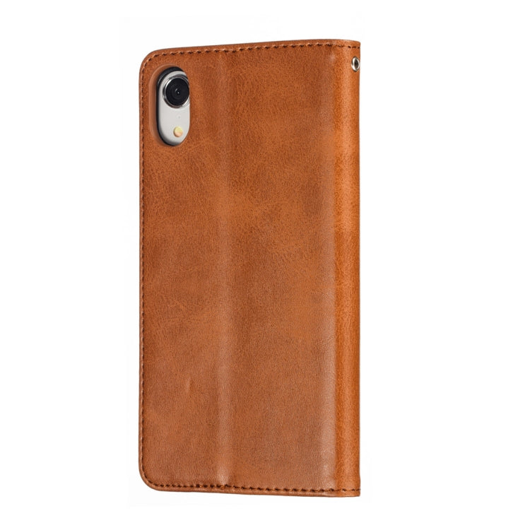 For iPhone XR Calf Texture Zipper Magnetic Horizontal Flip Leather Case with Wallet & Holder & Card Slots