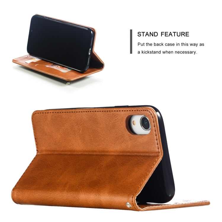 For iPhone XR Calf Texture Zipper Magnetic Horizontal Flip Leather Case with Wallet & Holder & Card Slots