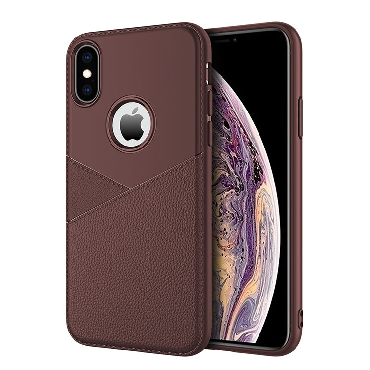 For iPhone XR Ultra-thin Shockproof Soft TPU + Leather Case(Brown)