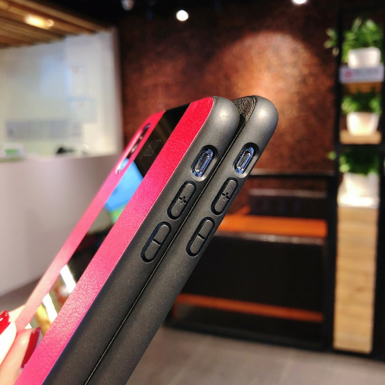 For iPhone XR Shockproof Litchi Texture + Glass Case