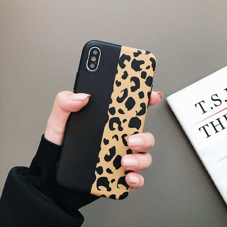 For iPhone XR Leopard Pattern Shockproof IMD Scrub Soft TPU Case (Black Yellow)