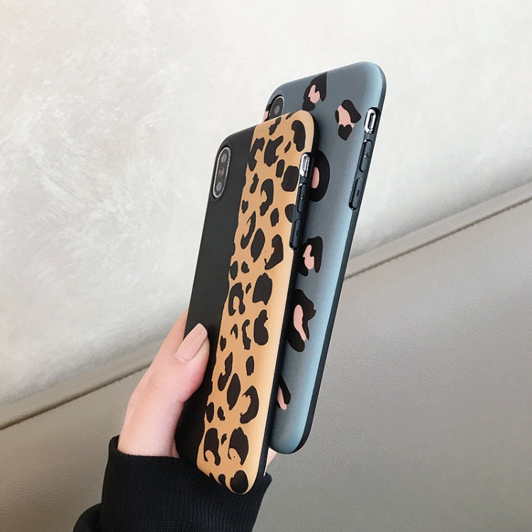 For iPhone XR Leopard Pattern Shockproof IMD Scrub Soft TPU Case (Black Yellow)
