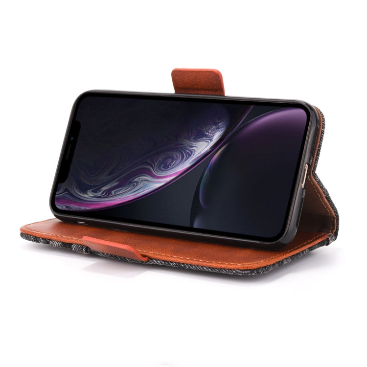 For iPhone XR Denim Pattern TPU Case with Card Slot & Wallet & Holder