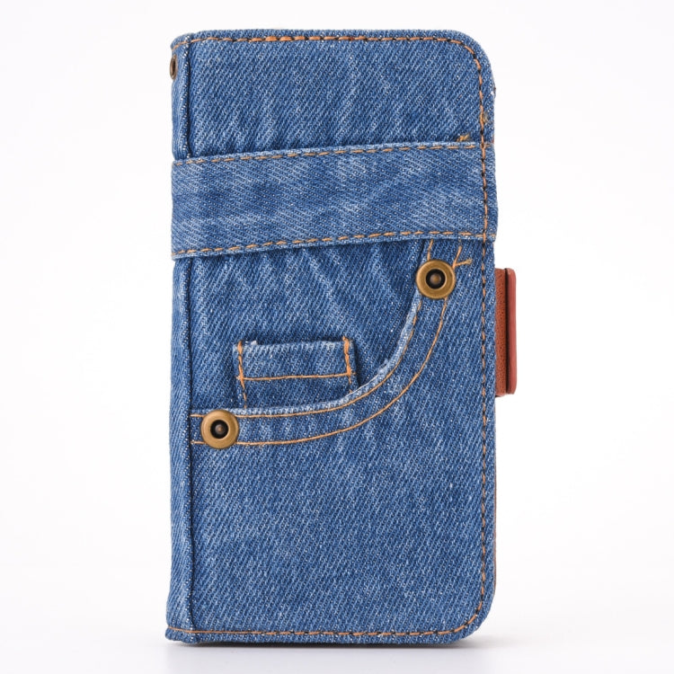 For iPhone XR Denim Pattern TPU Case with Card Slot & Wallet & Holder