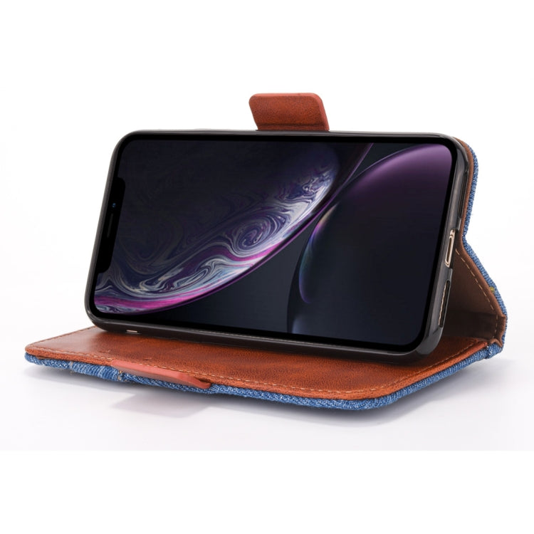 For iPhone XR Denim Pattern TPU Case with Card Slot & Wallet & Holder