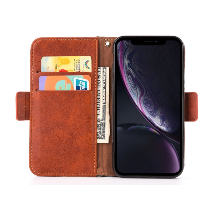 For iPhone XR Denim Pattern TPU Case with Card Slot & Wallet & Holder