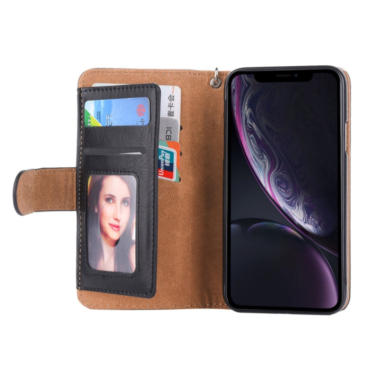 For iPhone XR 2 in 1 Zipper Pattern PU+ TPU Leather Case with Card Slot & Wallet & Photo Frame