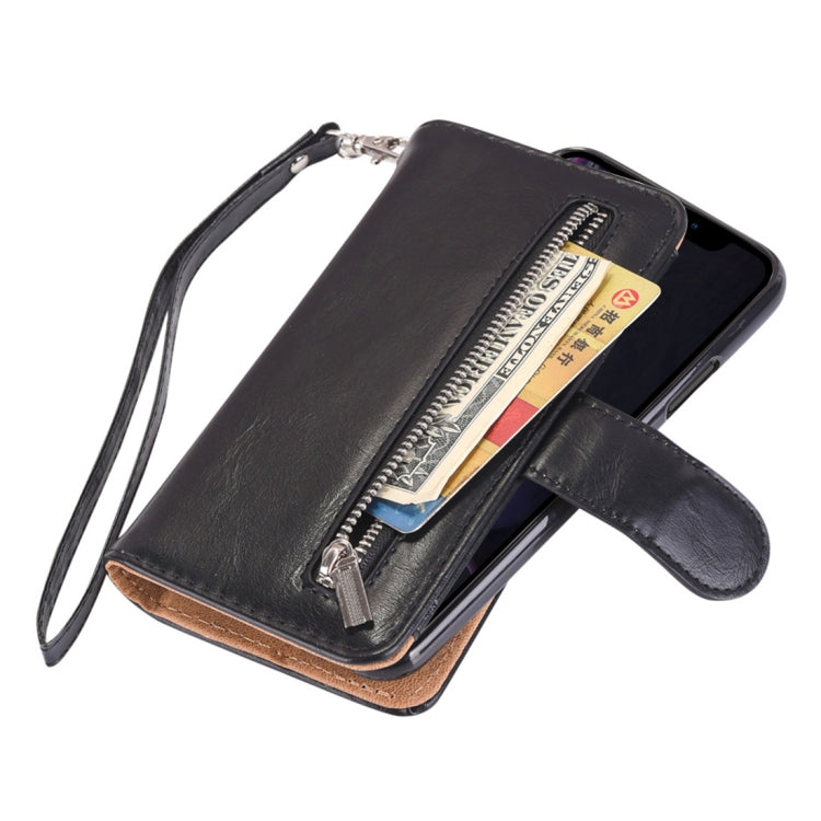 For iPhone XR 2 in 1 Zipper Pattern PU+ TPU Leather Case with Card Slot & Wallet & Photo Frame