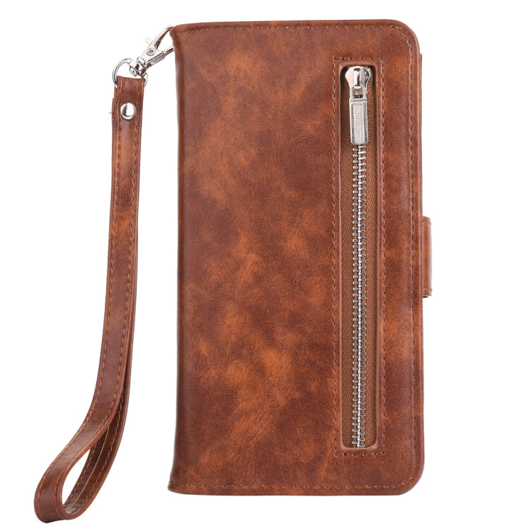 For iPhone XR 2 in 1 Zipper Pattern PU+ TPU Leather Case with Card Slot & Wallet & Photo Frame