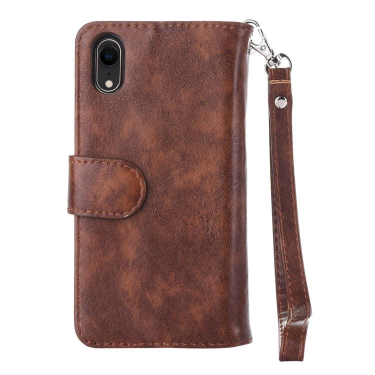 For iPhone XR 2 in 1 Zipper Pattern PU+ TPU Leather Case with Card Slot & Wallet & Photo Frame
