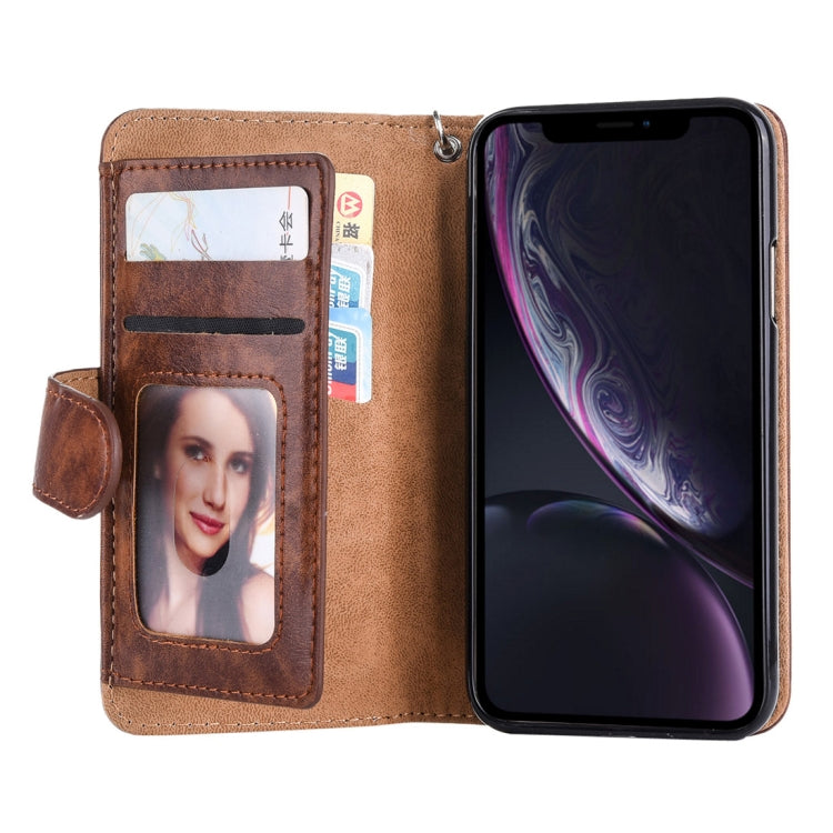 For iPhone XR 2 in 1 Zipper Pattern PU+ TPU Leather Case with Card Slot & Wallet & Photo Frame