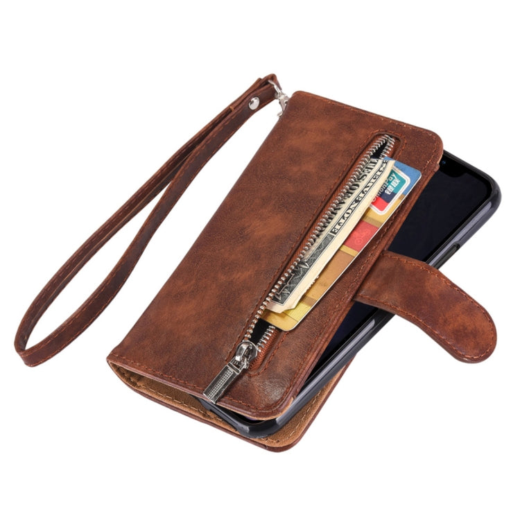 For iPhone XR 2 in 1 Zipper Pattern PU+ TPU Leather Case with Card Slot & Wallet & Photo Frame