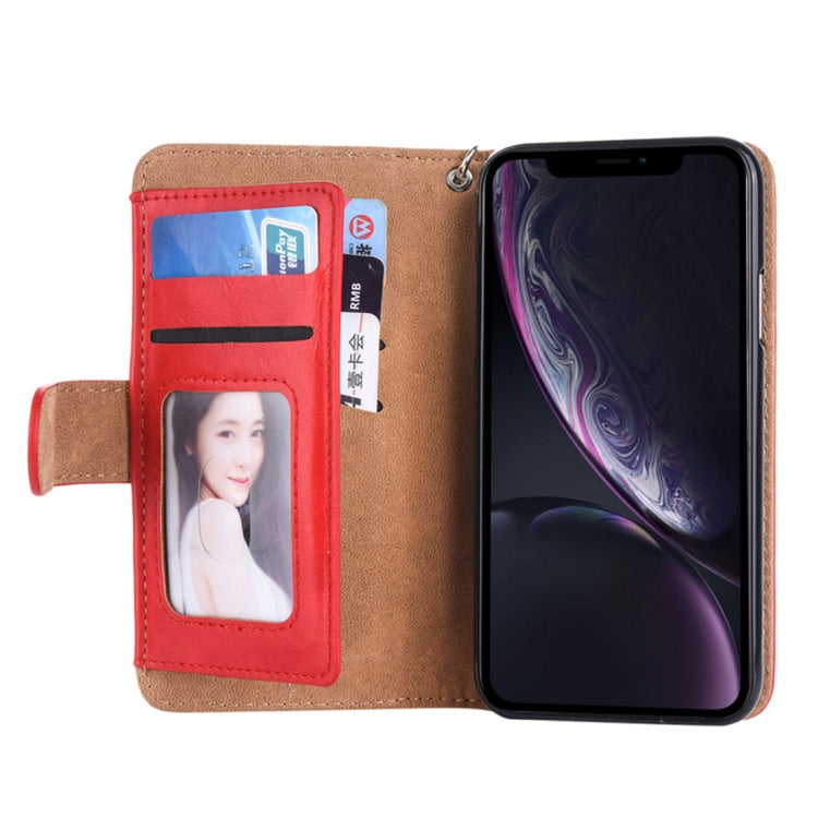 For iPhone XR 2 in 1 Zipper Pattern PU+ TPU Leather Case with Card Slot & Wallet & Photo Frame