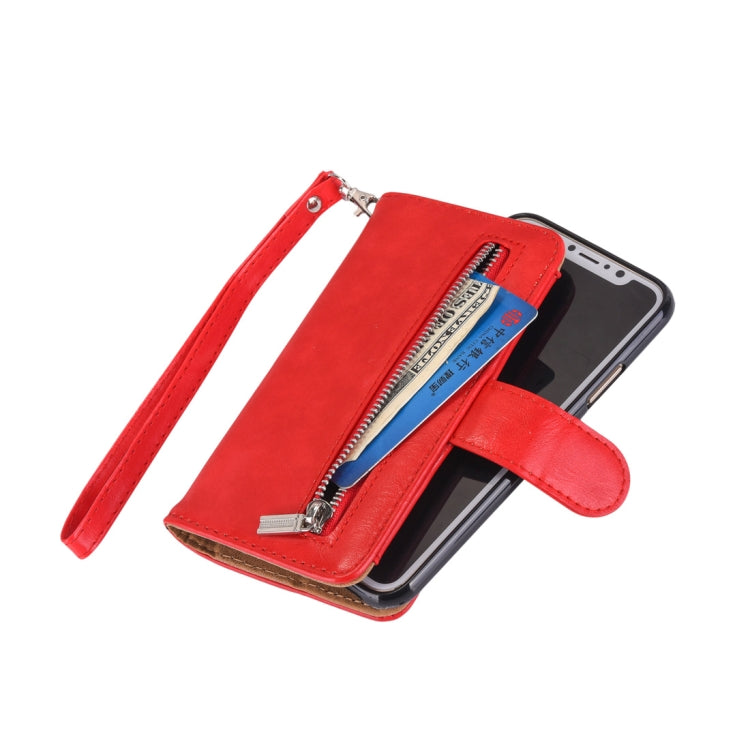 For iPhone XR 2 in 1 Zipper Pattern PU+ TPU Leather Case with Card Slot & Wallet & Photo Frame