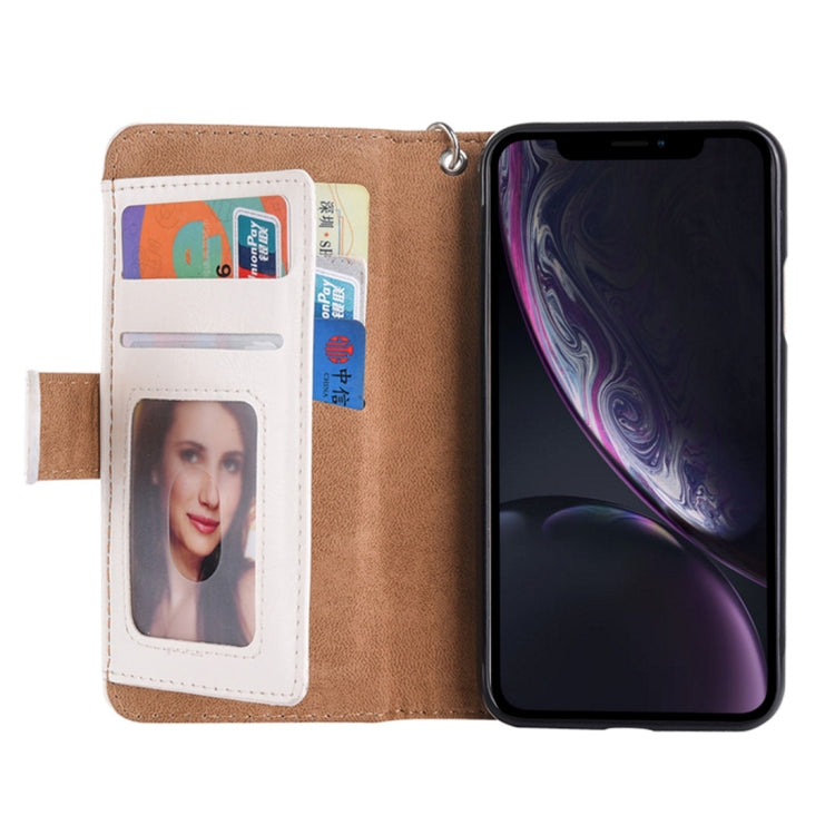 For iPhone XR 2 in 1 Zipper Pattern PU+ TPU Leather Case with Card Slot & Wallet & Photo Frame