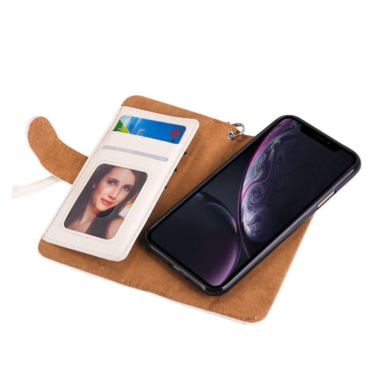 For iPhone XR 2 in 1 Zipper Pattern PU+ TPU Leather Case with Card Slot & Wallet & Photo Frame
