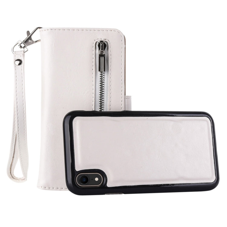 For iPhone XR 2 in 1 Zipper Pattern PU+ TPU Leather Case with Card Slot & Wallet & Photo Frame