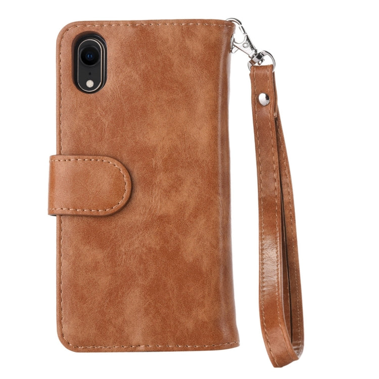 For iPhone XR 2 in 1 Zipper Pattern PU+ TPU Leather Case with Card Slot & Wallet & Photo Frame