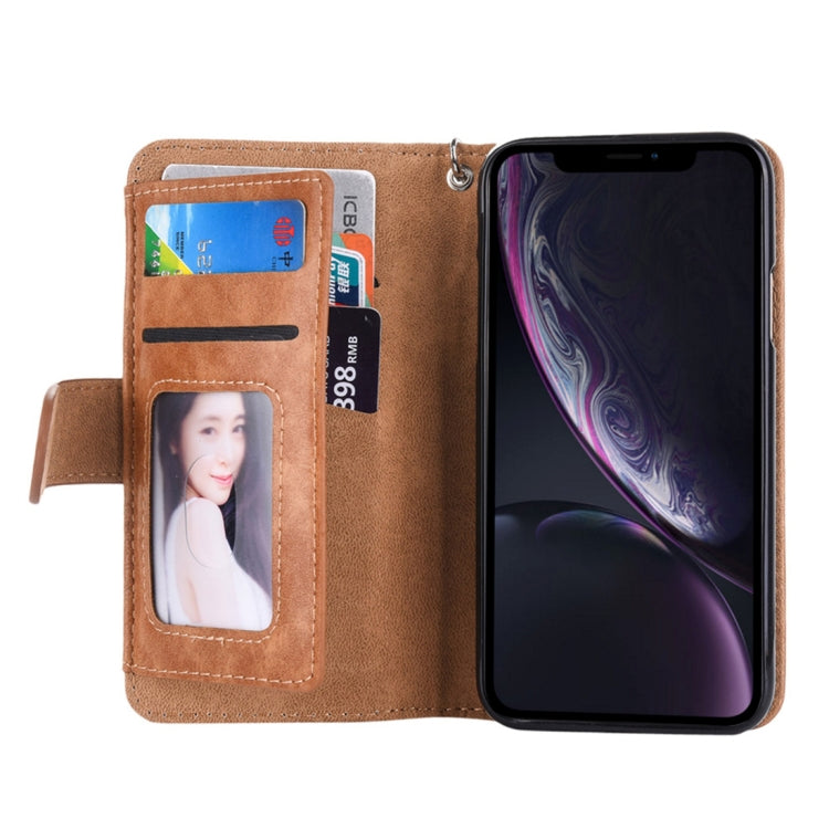 For iPhone XR 2 in 1 Zipper Pattern PU+ TPU Leather Case with Card Slot & Wallet & Photo Frame
