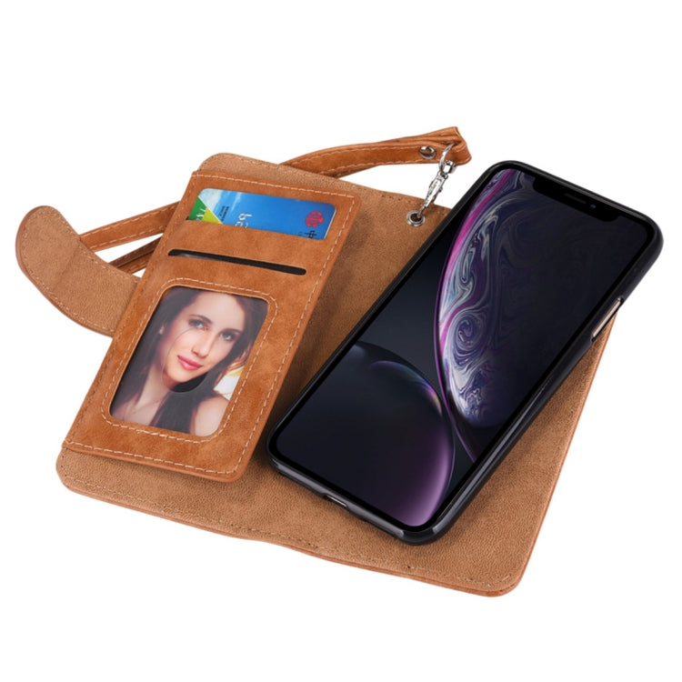 For iPhone XR 2 in 1 Zipper Pattern PU+ TPU Leather Case with Card Slot & Wallet & Photo Frame