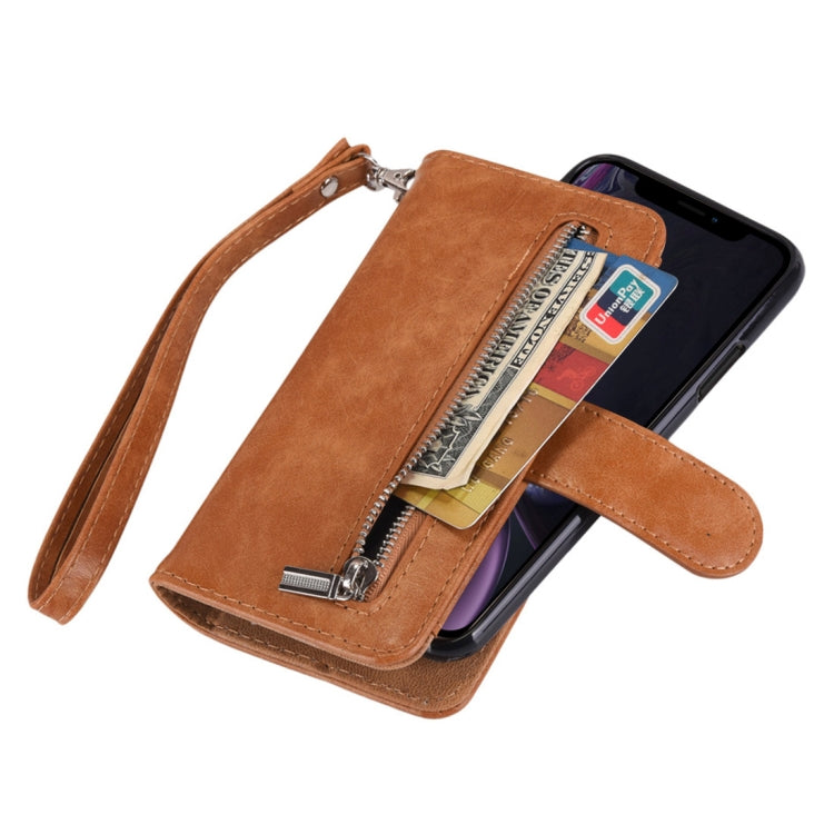 For iPhone XR 2 in 1 Zipper Pattern PU+ TPU Leather Case with Card Slot & Wallet & Photo Frame