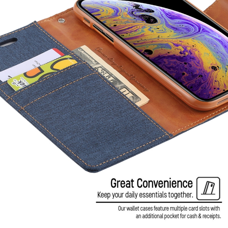 For iPhone X / XS GOOSPERY CANVAS DIARY Denim Texture Horizontal Flip Leather Case with Holder & Card Slots & Wallet