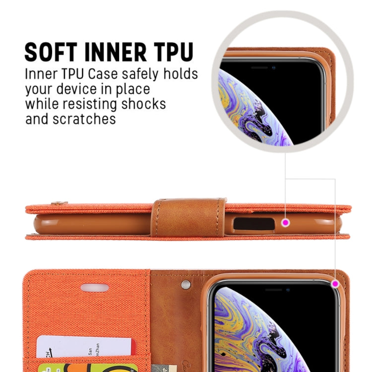 For iPhone X / XS GOOSPERY CANVAS DIARY Denim Texture Horizontal Flip Leather Case with Holder & Card Slots & Wallet