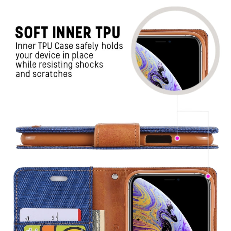 For iPhone X / XS GOOSPERY CANVAS DIARY Denim Texture Horizontal Flip Leather Case with Holder & Card Slots & Wallet