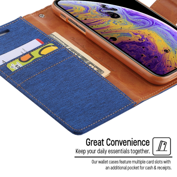 For iPhone X / XS GOOSPERY CANVAS DIARY Denim Texture Horizontal Flip Leather Case with Holder & Card Slots & Wallet
