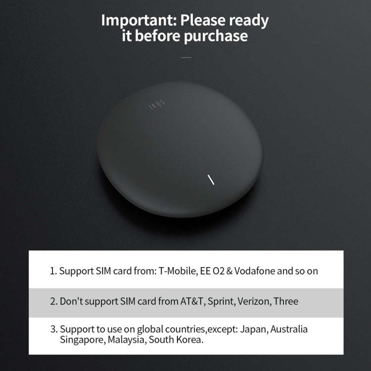 IKOS W3600 3 SIM 3 Standby Roaming-free Aboard WiFi Router for iPhone X Max / XS, iPhone 7 & 8 etc. iOS Phones