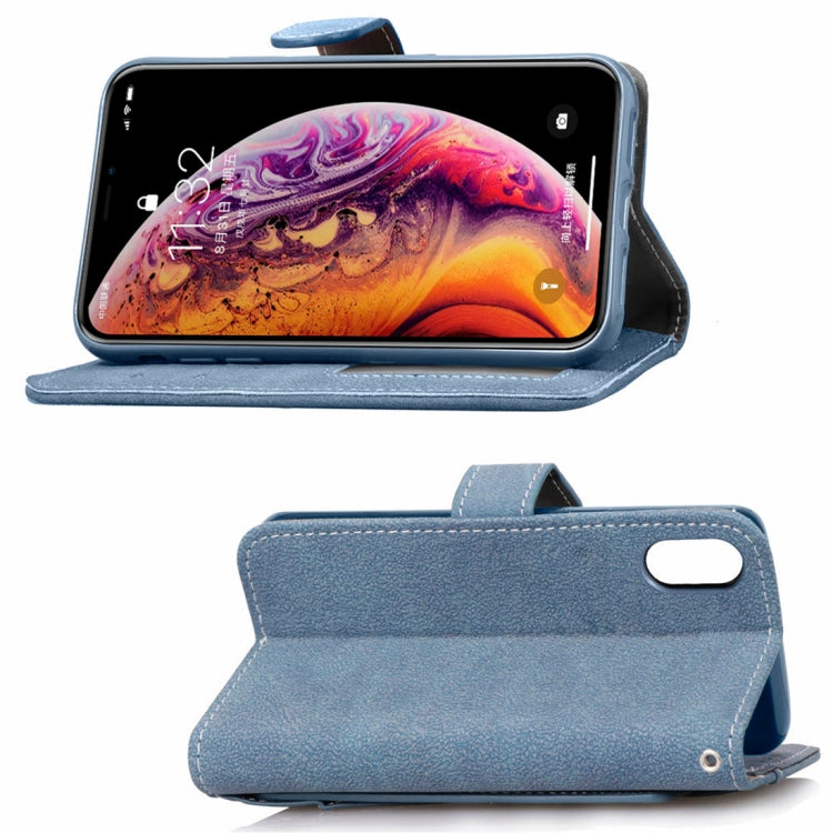 For iPhone XR Frosted TPU Horizontal Flip Leather Case with Holder & Card Slots & Wallet & Photo Frame