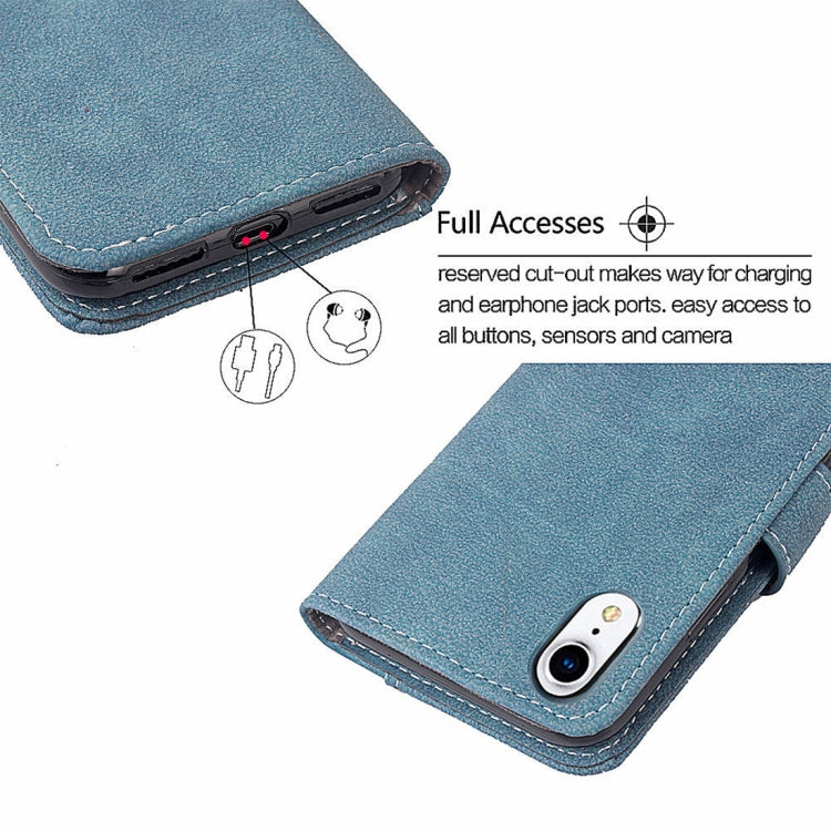 For iPhone XR Frosted TPU Horizontal Flip Leather Case with Holder & Card Slots & Wallet & Photo Frame