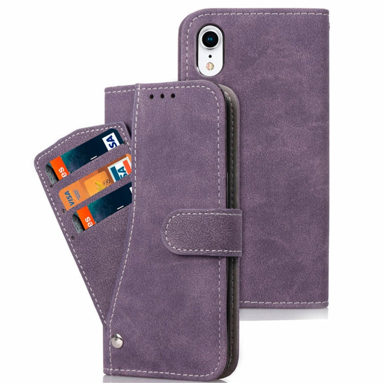 For iPhone XR Frosted TPU Horizontal Flip Leather Case with Holder & Card Slots & Wallet & Photo Frame