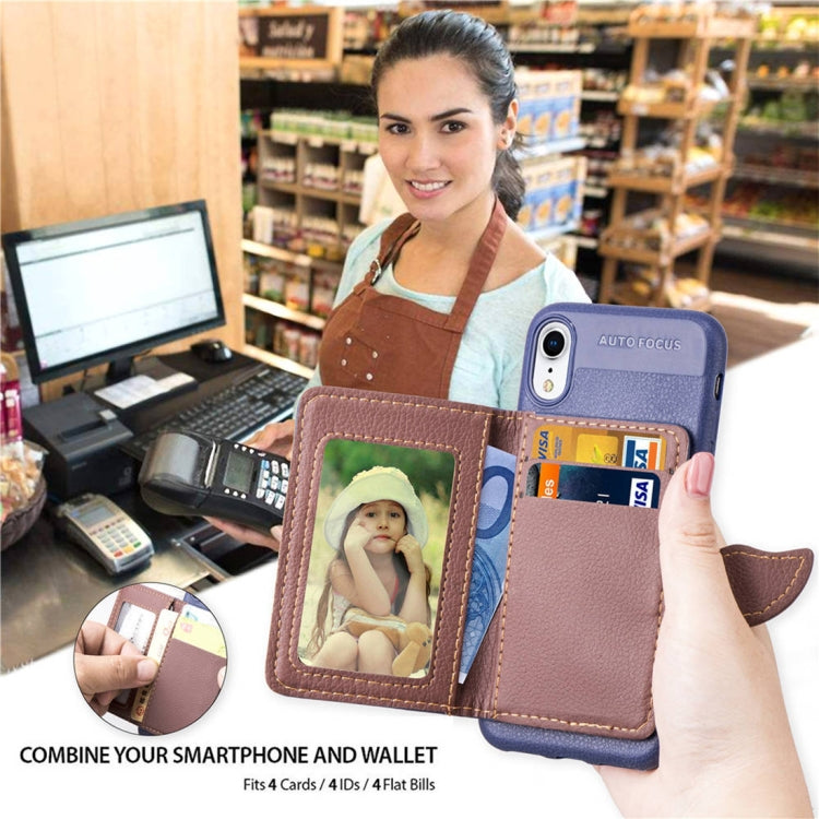 For iPhone XR Litchi Texture PU + TPU Horizontal Flip Leather Case with Holder & Card Slots & Wallet & Photo Frame