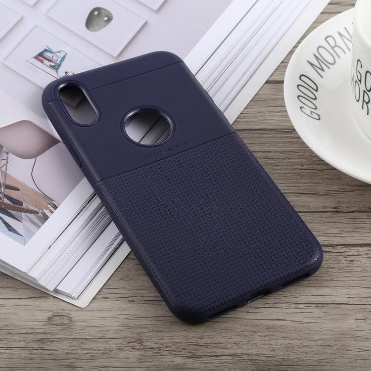 For iPhone X / XS Anti-slip Square TPU Case (Blue)