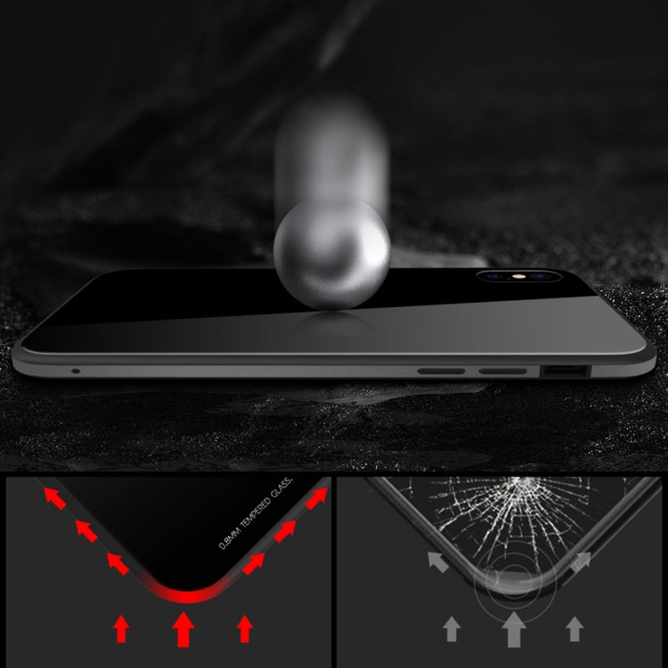 For iPhone X / XS SULADA Metal Frame Toughened Glass Case