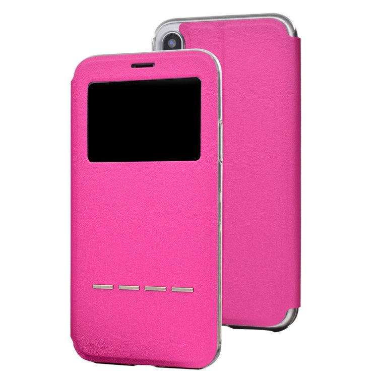 For iPhone X / XS Frosted Texture Horizontal Flip Leather Case with Call Display ID