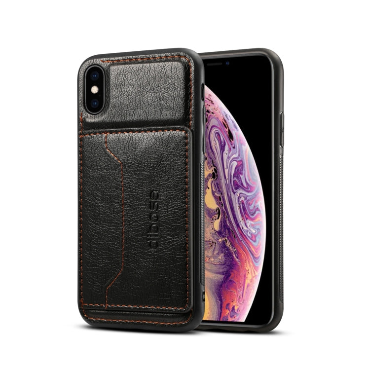 For iPhone XS Dibase TPU + PC + PU Crazy Horse Texture Protective Case with Holder & Card Slots