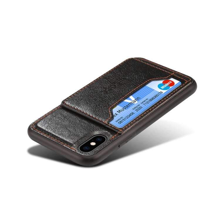 For iPhone XS Dibase TPU + PC + PU Crazy Horse Texture Protective Case with Holder & Card Slots