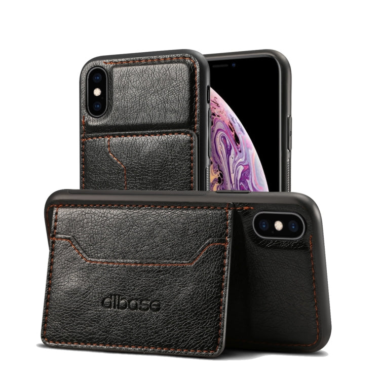For iPhone XS Dibase TPU + PC + PU Crazy Horse Texture Protective Case with Holder & Card Slots