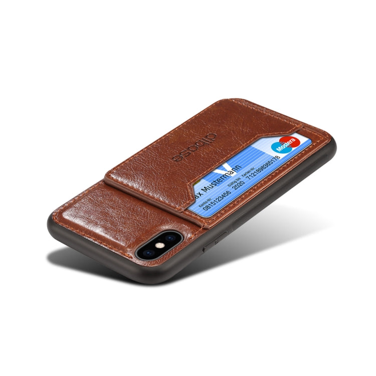For iPhone XS Dibase TPU + PC + PU Crazy Horse Texture Protective Case with Holder & Card Slots