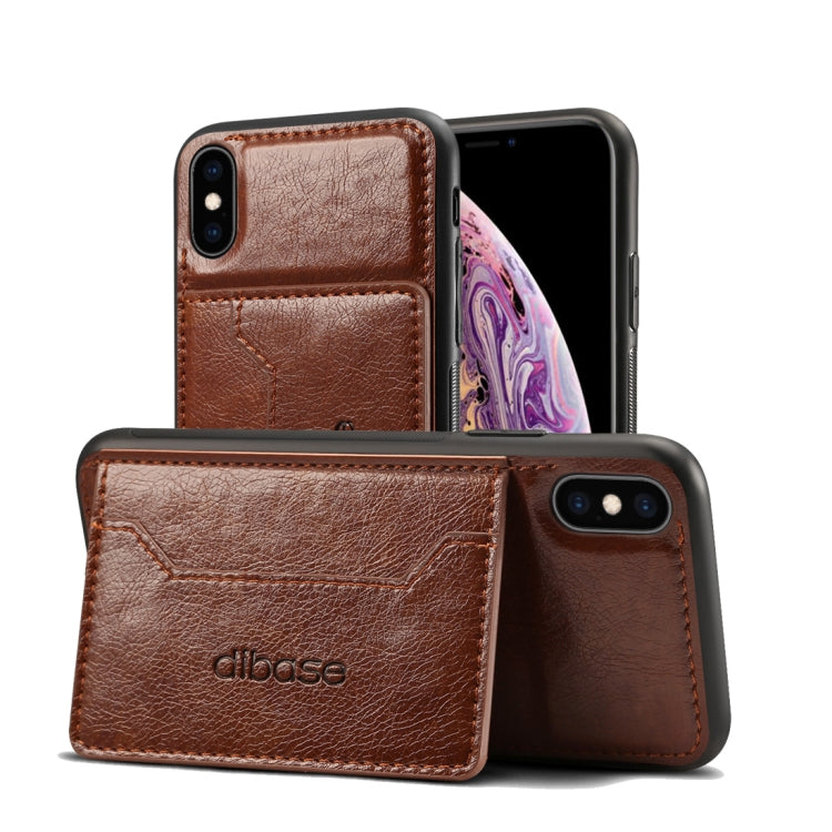 For iPhone XS Dibase TPU + PC + PU Crazy Horse Texture Protective Case with Holder & Card Slots